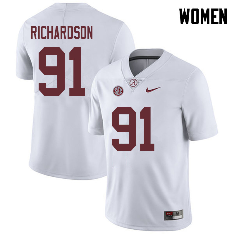 Alabama Crimson Tide Women's Galen Richardson #91 White NCAA Nike Authentic Stitched 2018 College Football Jersey UV16Y28MG